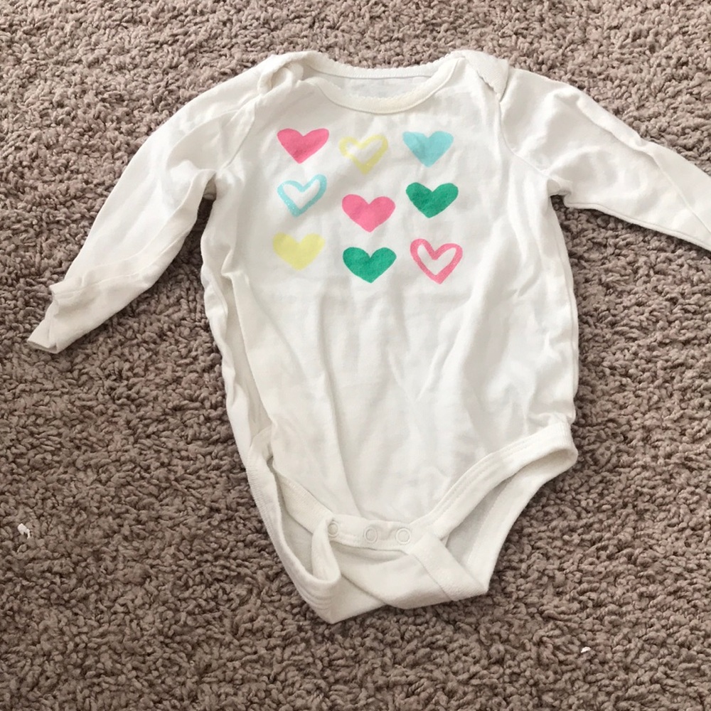Cherokee 3-6M Heart Rainbow Long Sleeve onesie